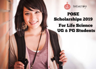 POSE Scholarships 2019 For Life Science UG & PG Students POSE Scholarships 2019