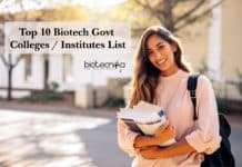 Top 10 Biotech Govt Colleges / Institutes List