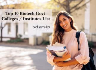 Top 10 Biotech Govt Colleges / Institutes List