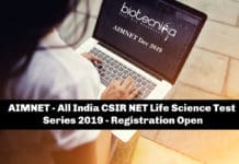 CSIR Life Science Test Series 2019 - AIMNET Dec 2019