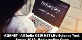 CSIR Life Science Test Series 2019 - AIMNET Dec 2019
