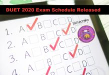 DUET 2020 Exam Schedule Released