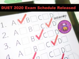 DUET 2020 Exam Schedule Released