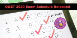 DUET 2020 Exam Schedule Released