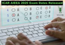 ICAR AIEEA 2020 Exam Dates Released