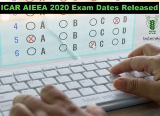 Indian Council of Agricultural Research (ICAR) AIEEA 2020 Exam Dates Released ICAR AIEEA 2020 Exam Dates Released
