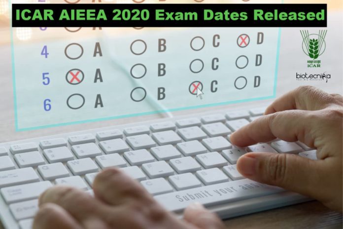 ICAR AIEEA 2020 Exam Dates Released