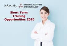 Short Term Training Opportunities 2020 at National Institute of Immunology, New Delhi Short-Term Training Opportunities 2020