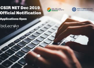 CSIR NET Dec 2019 Official NTA Notification – Online Applications Open CSIR Dec 2019 Notification