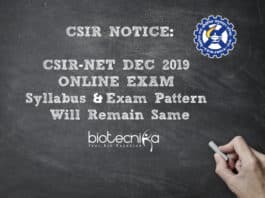 Notice For CSIR NET Dec 2019 Online Exam – Syllabus & Pattern Will Remain Same
