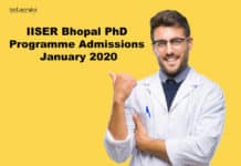 IISER Bhopal PhD Programme Admissions January 2020 IISER Bhopal PhD Admissions