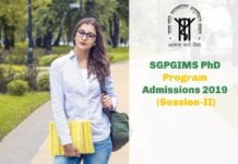 SGPGIMS PhD Program Admissions 2019 (Session-II) PhD Program Admissions SGPGIMS