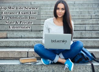 Top Msc Life Science Entrance Exam List For Admission Into State & Private Universities Top Msc Life Science Entrance Exam List For Admission Into State & Private Universities