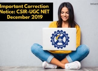 Important Correction Notice: CSIR-UGC NET December 2019 Important Correction Notice