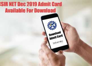 CSIR NET Dec 2019 Admit Card Available For Download CSIR NET Dec 2019