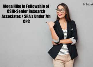 Mega Hike In Fellowship of CSIR-Senior Research Associates / SRA’s Under 7th CPC Mega Hike In Fellowship