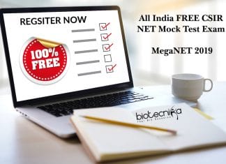 All India FREE CSIR NET Mock Test Exam – MegaNET 2019 FREE CSIR Mock Test