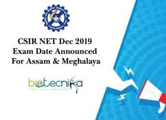 CSIR NET Dec 2019 Exam Date Announced For Assam & Meghalaya CSIR Exam Assam Meghalaya