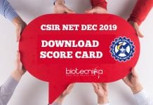 CSIR 2019 Score Card