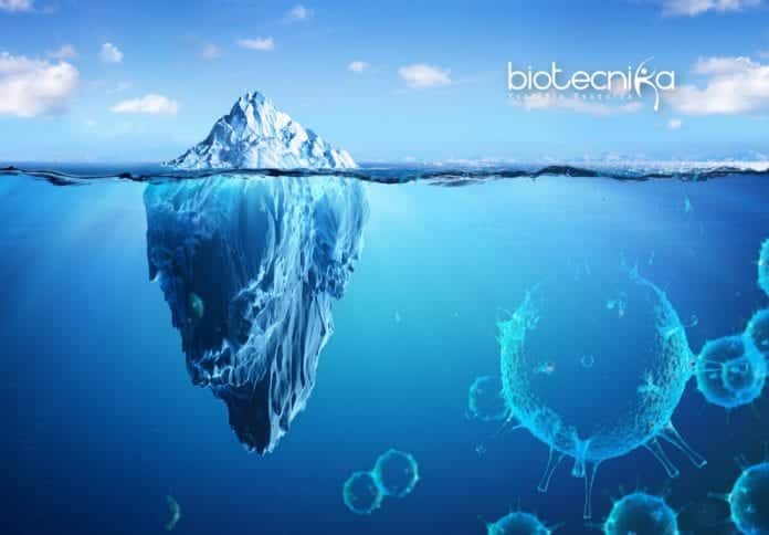 frozen viruses inside glacier