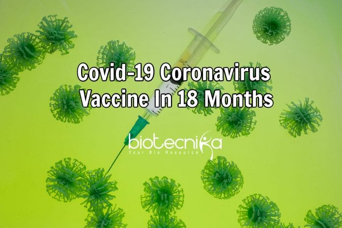 Coronavirus vaccine in 18 months