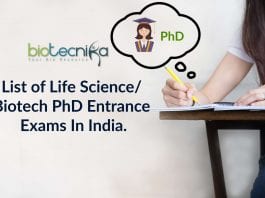 Life science PhD Entrance