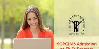 SGPGIMS PhD Admissions 2020