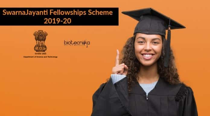 SwarnaJayanti Fellowships Scheme 2019-20