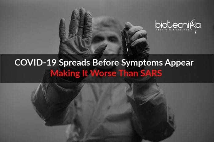 COVID-19 spreads before symptoms Appear
