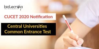 CUCET 2020 Notification - Central Universities Common Entrance Test
