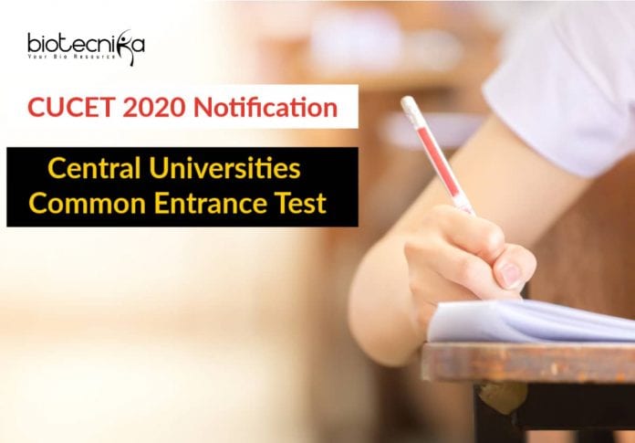 CUCET 2020 Notification - Central Universities Common Entrance Test