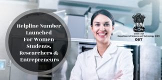Helpline number for women in science