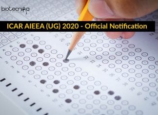ICAR AIEEA (UG) – 2020 – All India Entrance Exam – Official Notification ICAR AIEEA (UG) 2020