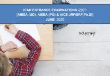 ICAR Examinations 2020