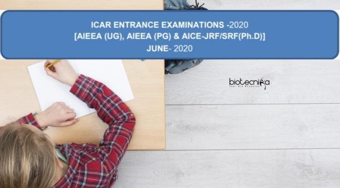 ICAR Examinations 2020