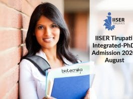 IISER Tirupati Integrated-PhD Admission