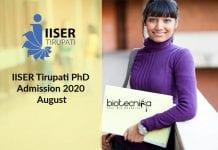 IISER Tirupati PhD Admission 2020 August – Applications Invited IISER Tirupati PhD Admission