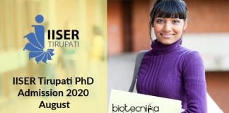 IISER Tirupati PhD Admission