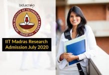 IIT Madras Research Admission July 2020 – Applications Invited IIT Madras Admission 2020
