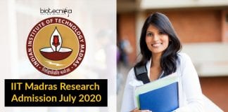 IIT Madras Admission 2020