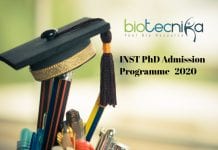 INST PhD Admission August 2020 Announced - Application Details