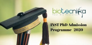 INST PhD Admission August 2020 Announced - Application Details