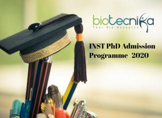 INST PhD Admission August 2020 Announced - Application Details