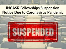 JNCASR Fellowships Suspension Notice