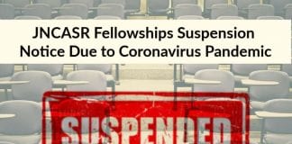 JNCASR Fellowships Suspension Notice