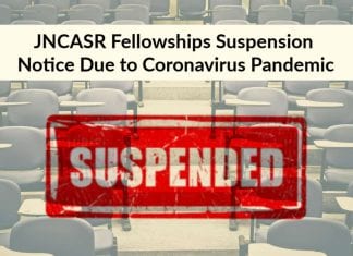 JNCASR Fellowships Suspension Notice