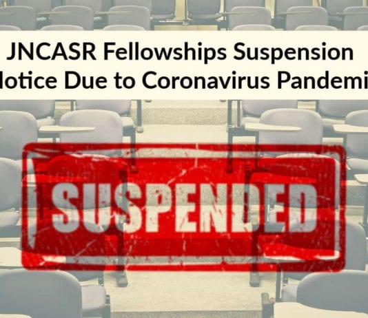 JNCASR Fellowships Suspension Notice