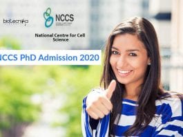 NCCS PhD Admission 2020