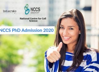 NCCS PhD Admission 2020