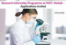 Research Internship Programme at INST, Mohali – Applications Invited Research Internship Programme